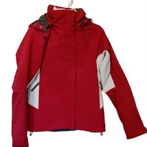 Salomon sz. S 2in1 red and white Ski snowboard hiking jacket Hooded fleece